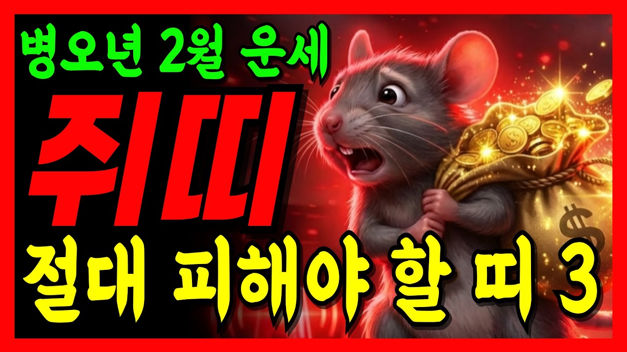 [2026년 2월 쥐띠] 절대 피해야 할 상극띠 3가지!  쥐띠운세 48년생 60년생 72년생