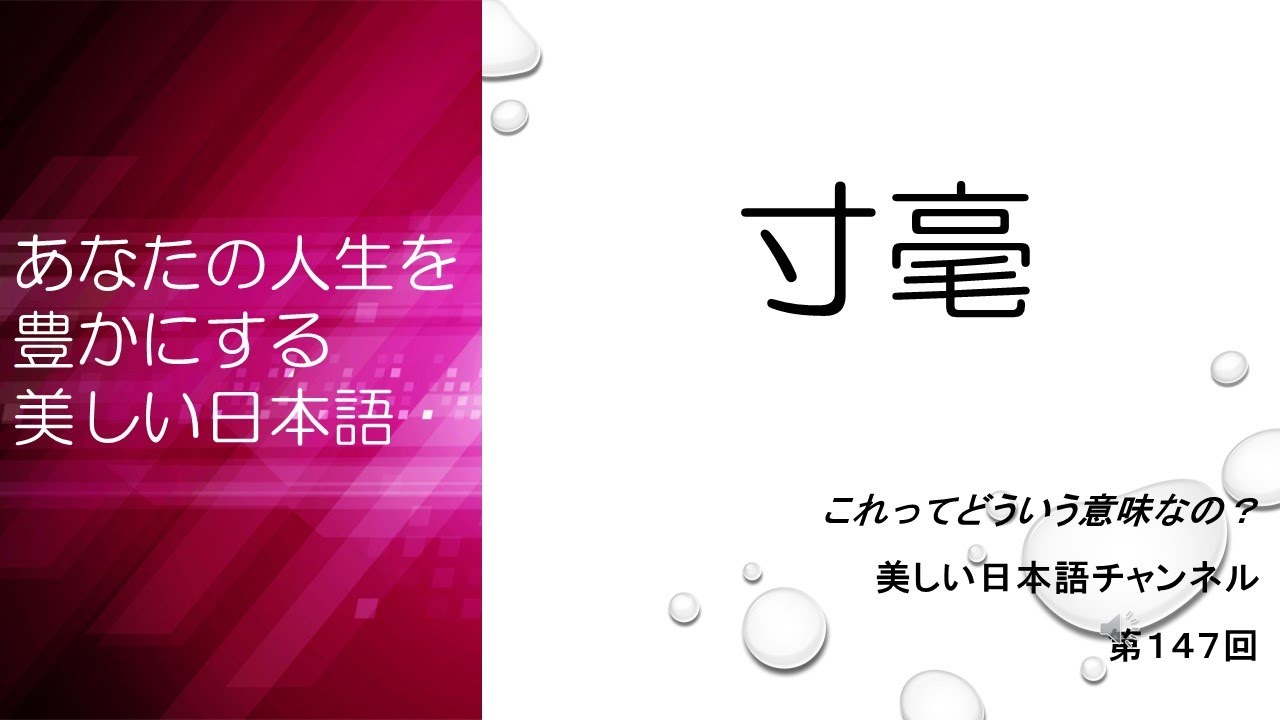 寸毫 ってどういう意味 あなたの人生を豊かにする美しい日本語 第147回 Youtube