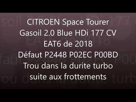 Citroen tourer 2L HDI de 2018. P2448 P02EC P00BD .Trou dans durite du Turbo suite aux frottements
