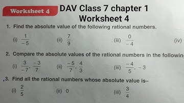 DAV Class 7 maths chapter 1 worksheet 4 ।। Class 7 math chapter 1 worksheet 4 dav public school