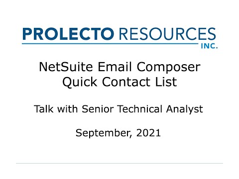 NetSuite Quick Contacts on Email Composer