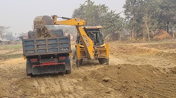 JCB 3DX Backhoe Loading Soil into Heavy Tata Truck ||  Efficient Earthwork @roadtrendmachinework