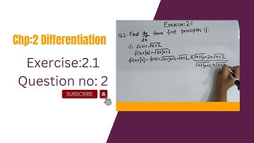 Derivative from First Principle | Exercise 2.1 Question 2 | 2nd-year | math
