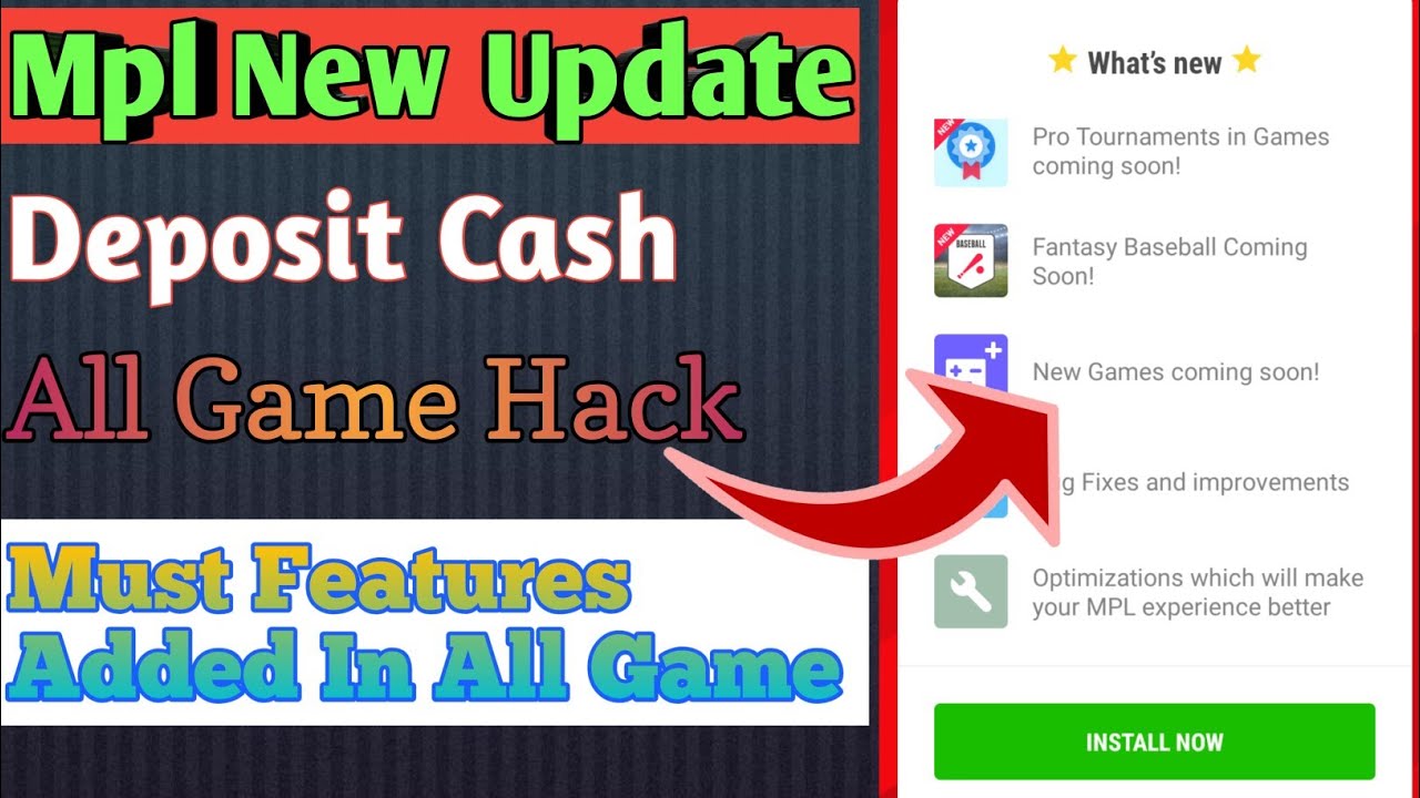 Mpl New Updates today । Must Features Added In Mpl Pro । Deposit Cash । All Game Hack । New Game