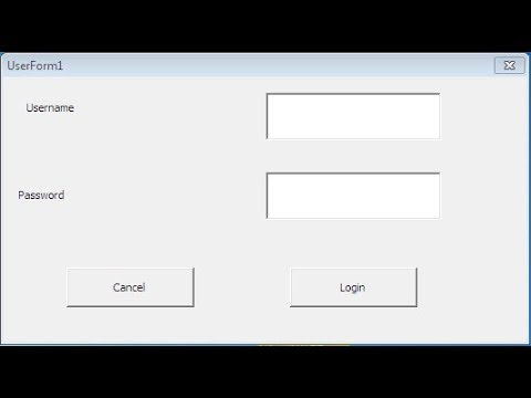 login form in excel | login form appears when open file