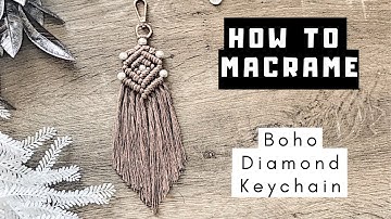 How To Make a Macrame Diamond Keychain (With Beads) For Beginners | Step-by-Step Tutorial