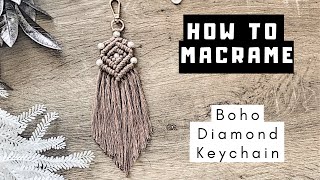 How To Make a Macrame Diamond Keychain (With Beads) For Beginners | Step-by-Step Tutorial
