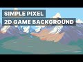 Simple Pixel Background with Mountains for Video Game