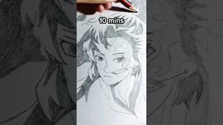 How to draw Yoriichi in 10 sec, 10 mins, 10 Hrs #shorts #drawing #art #demonslayer