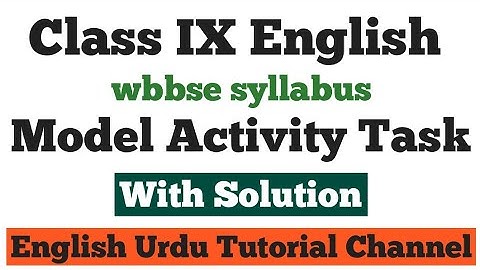 Class 9 Model Activity Task English// Class IX English//West Bengal Board of Secondary Education