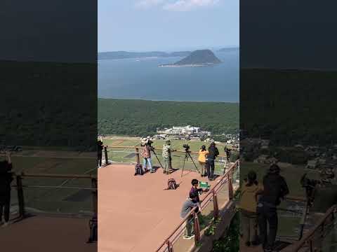 鏡山展望台 佐賀県唐津市鏡鏡山山頂 16カーブ 唐津湾と虹の松原の松林 絶景