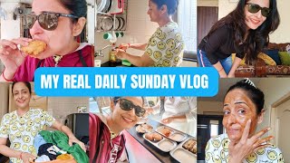 MY REAL DAILY SUNDAY VLOG 😀  | AARAV'S 1ST DAY AT CRICKET 🏏 | WHAT'S IN MY NASHTA THALI TODAY ❓😋😋