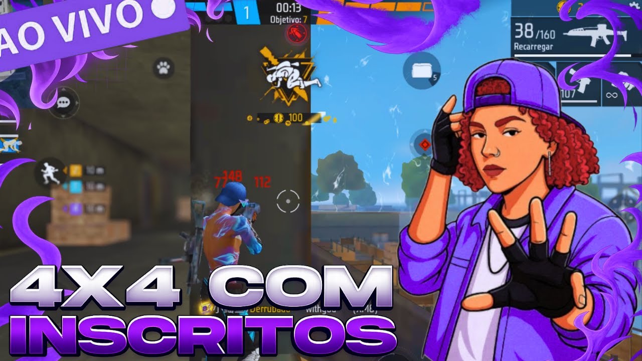 4X4 COM OS INSCRITOS 🔥CS COM INSCRITOS 🔥FREE FIRE AO VIVO! RUMO 40K 🔥 #40k
