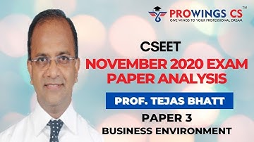 CSEET November 2020 Exam Paper Analysis Paper 3 Business Environment