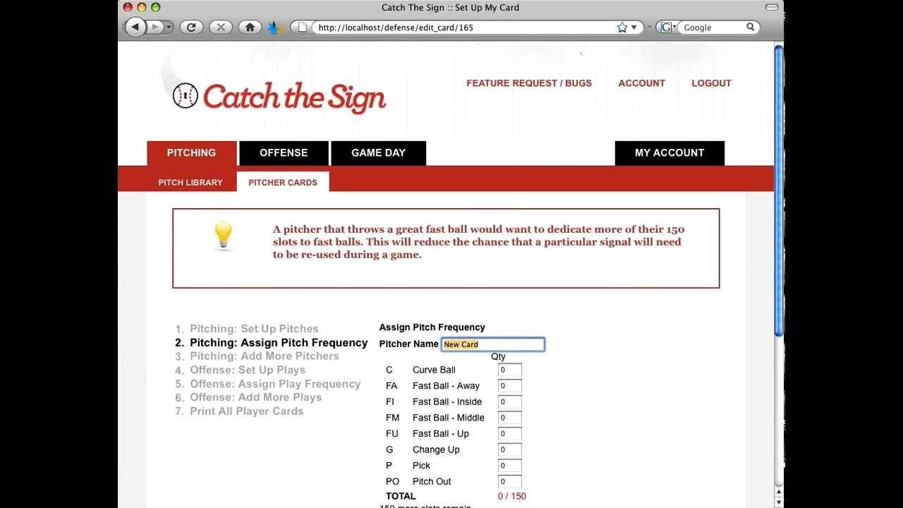 Pitching Chart System