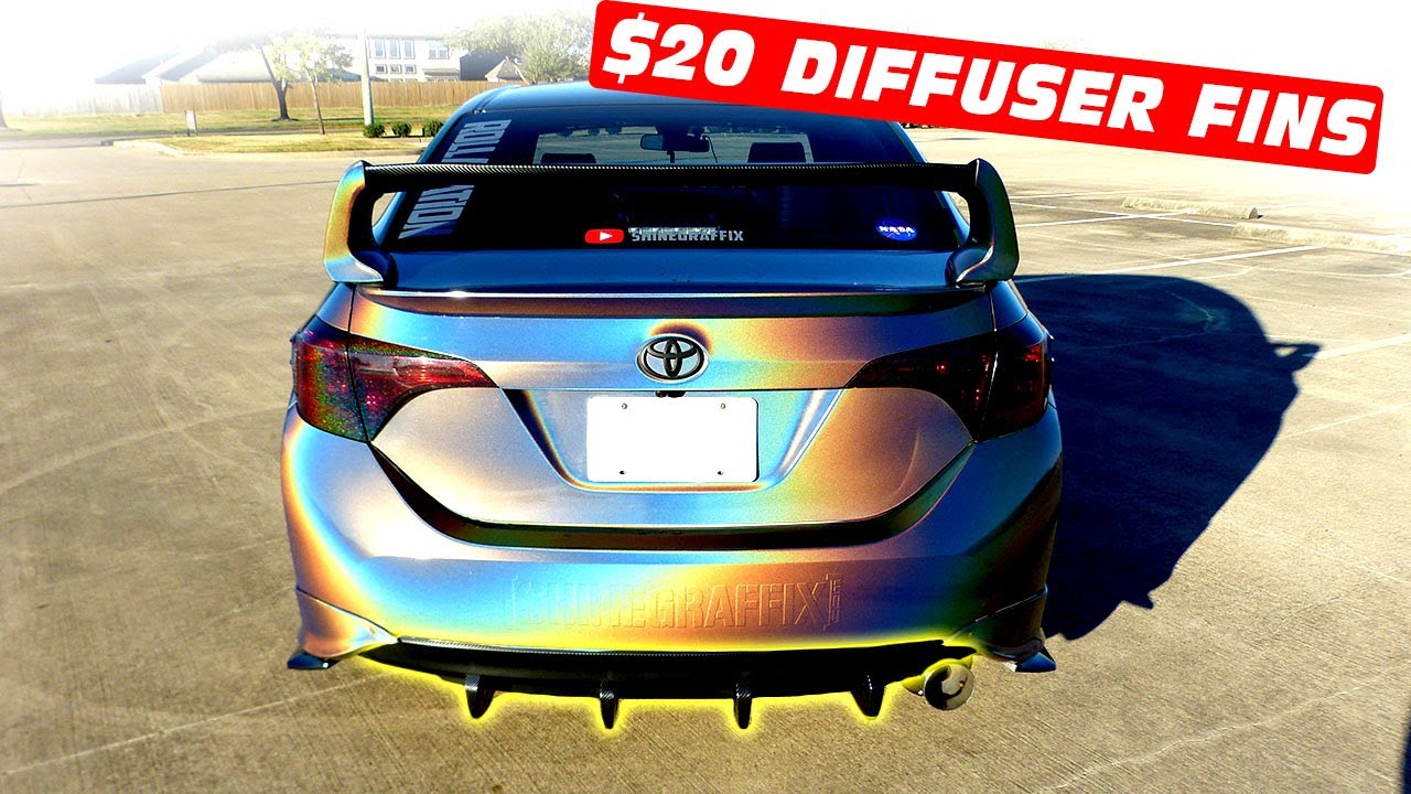 $20 Diffuser Fins Install for Rear bumper Carbon Fiber Look 