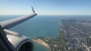 [4K]Chicago Skyline: American E170 Landing at ORD