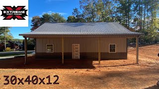 Beautiful Charcoal/Ash Gray (30x40x12) Pole Barn Time Lapse!