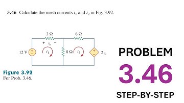 Problem 3.46 Calculate the mesh currents i1 and i2 in Fig. 3.92 - Fundamental of Electric Circuits