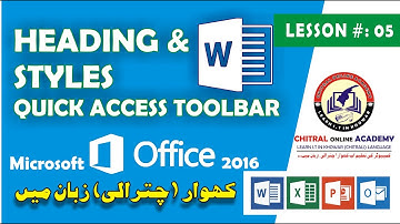 | Lesson # 05 | Heading & Styles | Microsoft Word 2016 in Chitrali/Khowar (کھوار/چترالی)Language