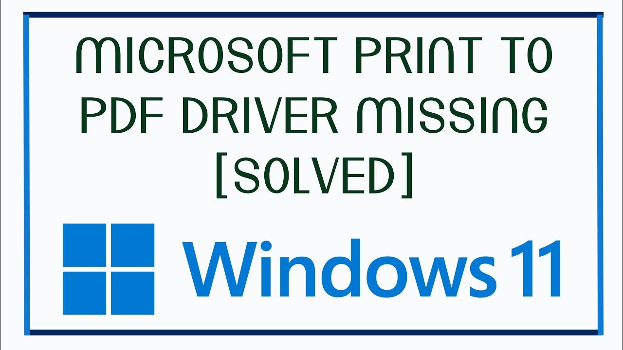 Microsoft print to pdf driver missing solved youtube
