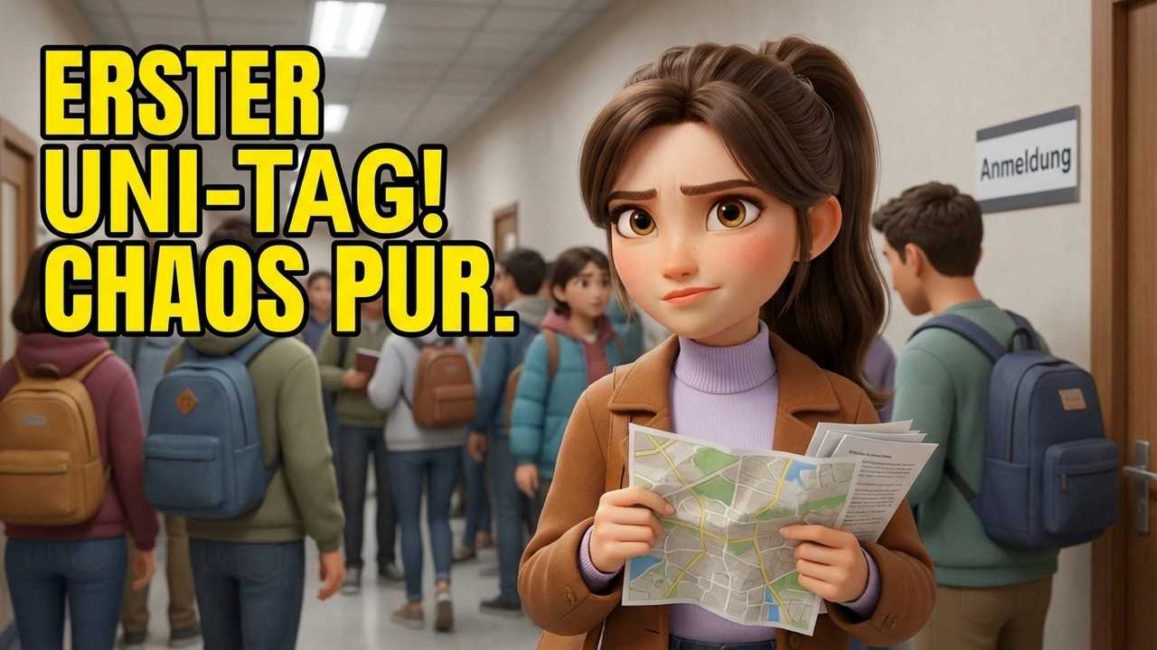 „Erster Tag in Deutschland! Chaos an der Uni 😳 | Learn German Fast & Easy
