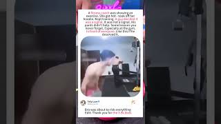 A fitness coach was showing anexercise. She got hot - tookoff herhoodie