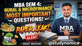 MBA 4th Semester | Rural and Micro Finance | Most Important Questions | Finance Specialisation