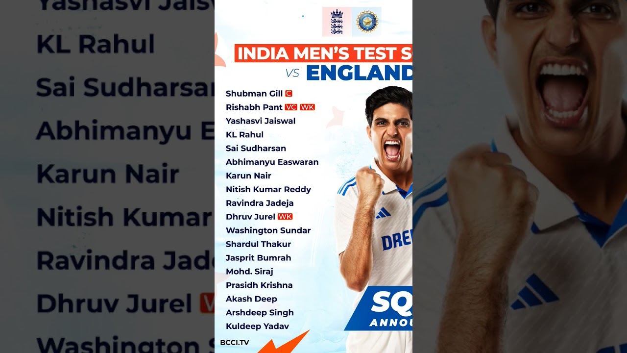 Indian Test Squad Vs England During