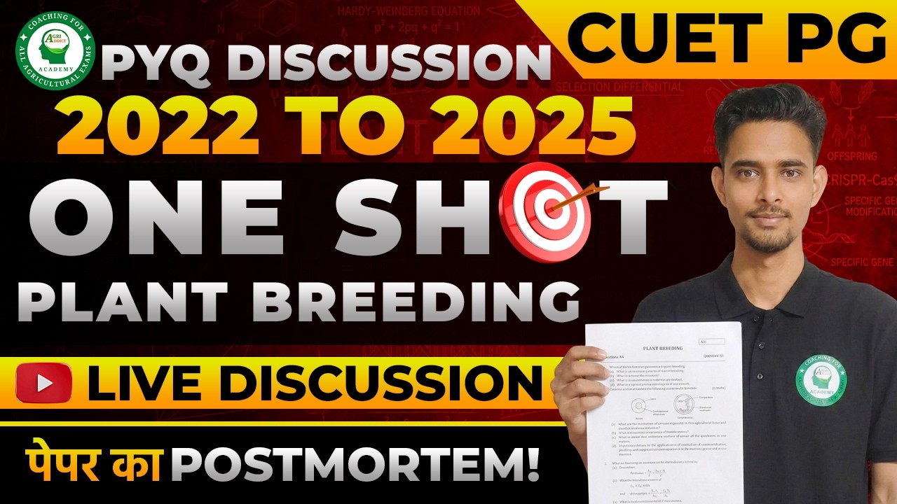 CUET PG 2022 to 2025 Plant Breeding PYQ Discussion | Live Paper Analysis by Vivek Sir
