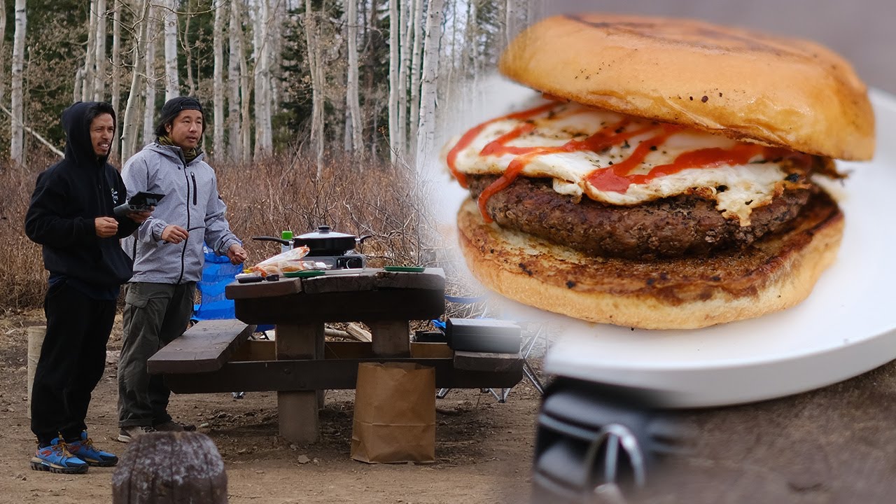 Off Road Sriracha Egg Burger, Cooking, Camping, Road trip
