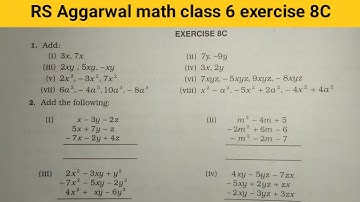 RS Aggarwal math class 6 exercise 8C ।। Class 6 exercise 8C RS Aggarwal math solution । Algebra