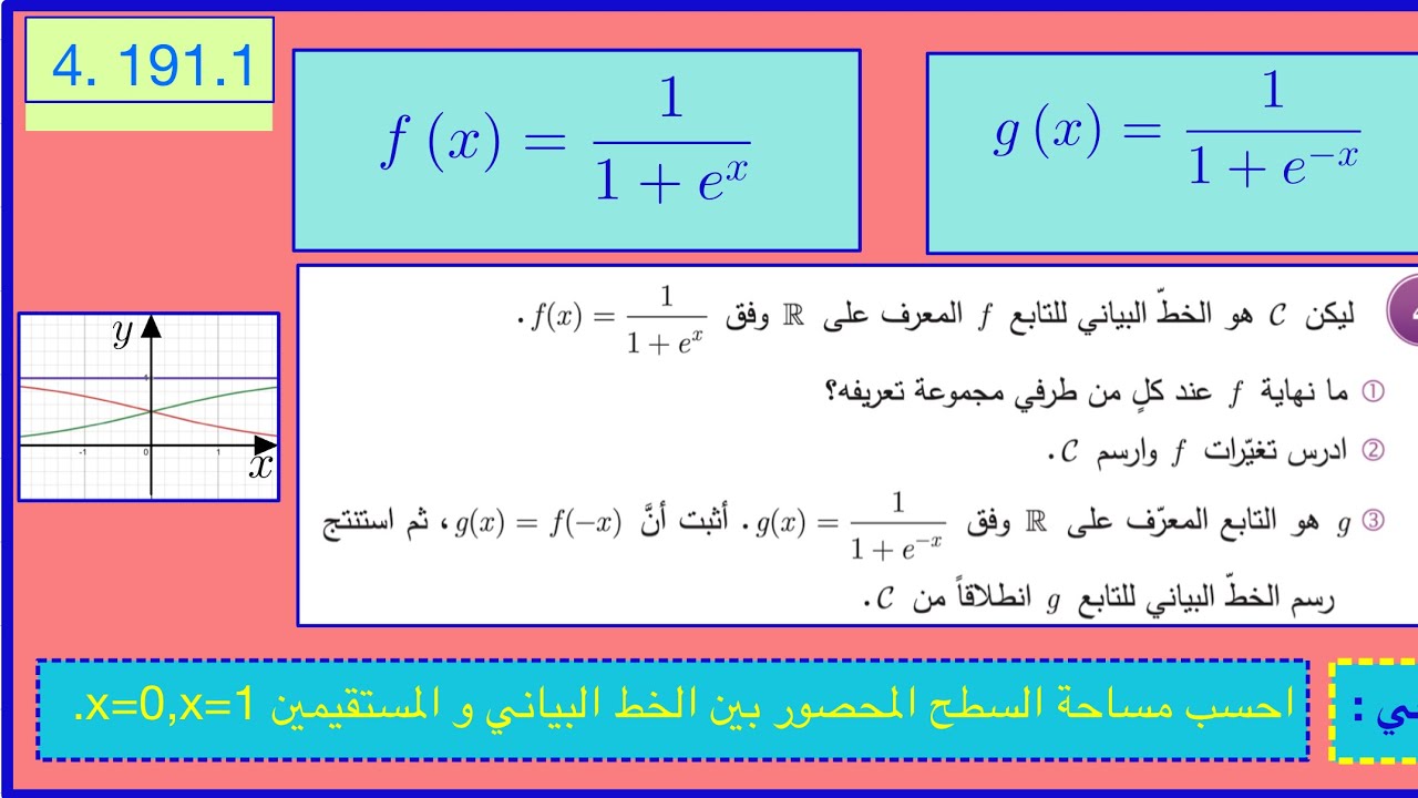 دراسة تغيرات  وحساب مساحة ،تابع كسري أسي. 4.191.1
