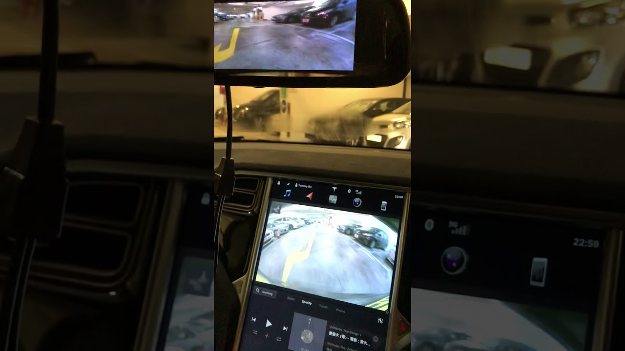 Tesla Model S / X digital mirror display with Tesla stock rearview