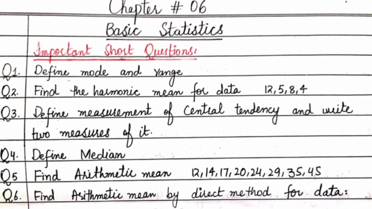 Class 10 (( Chapter 6)) Basic Statistics - YouTube