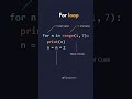 🚀 For Loop in 10 Seconds! (Save This)#coding #loop