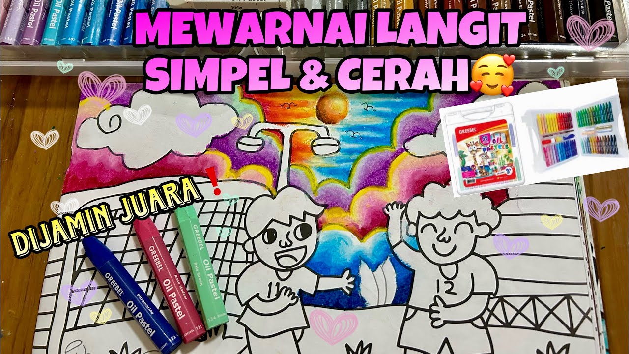 WOW❗CARA MUDAH MEWARNAI LANGIT GRADASI JUARA- GREEBEL OIL PASTELS❤️
