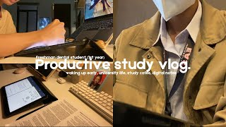 productive study vlog 📚🎧 waking up at 4am, university life, study cafes, digital notes