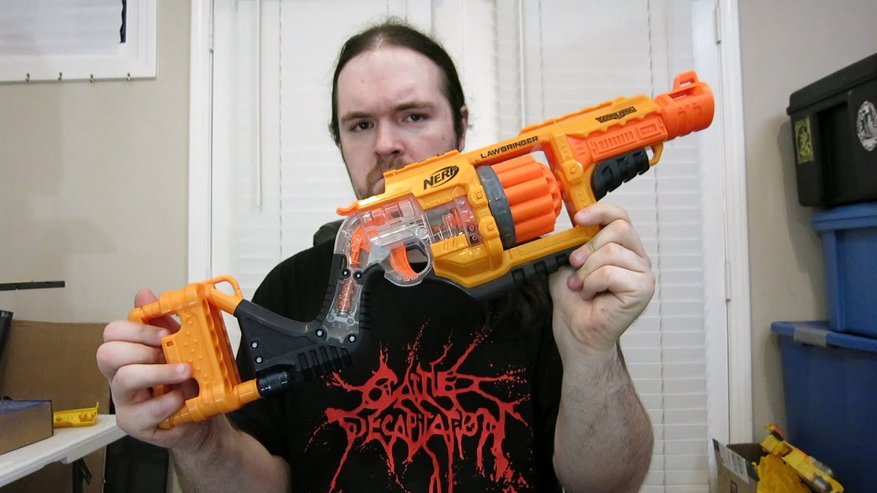 Review: Nerf Doomlands 2169 Lawbringer- Orange Trigger - YouTube