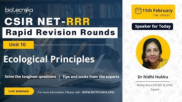 RRR Day 7 : CSIR NET Revision For unit 10  - Ecological Principles