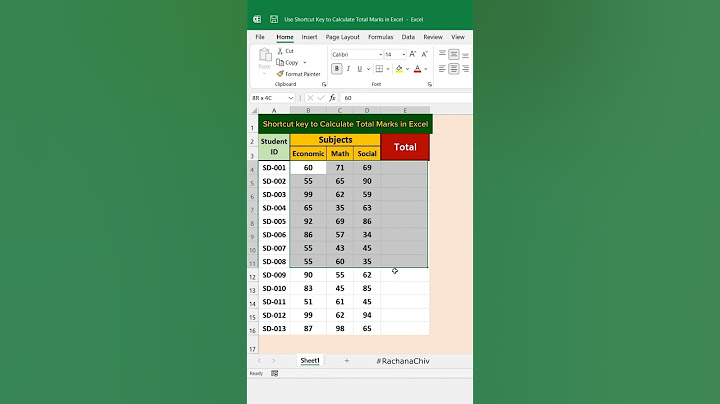 Shortcut key to Calculate Total Marks in Excel | Marks Calculate in Excel #excelshortcutsmarkskey