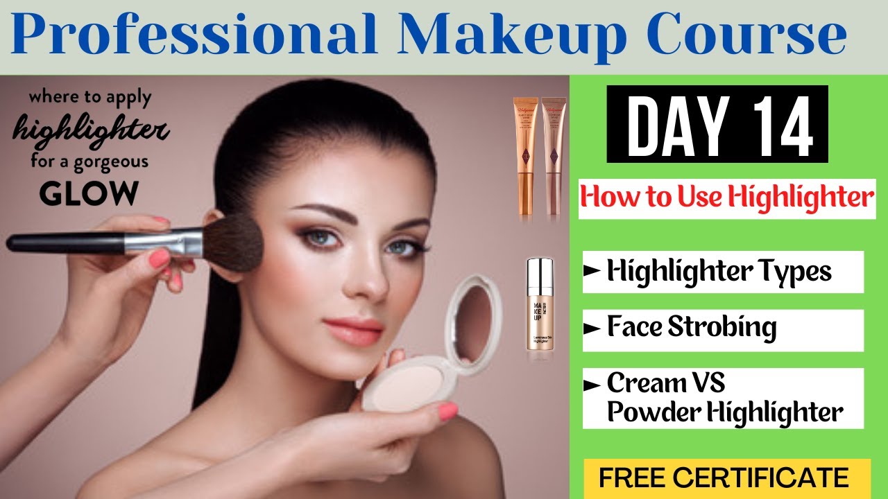 Day 14 Professional Makeup Course How to Use Highlighter Face