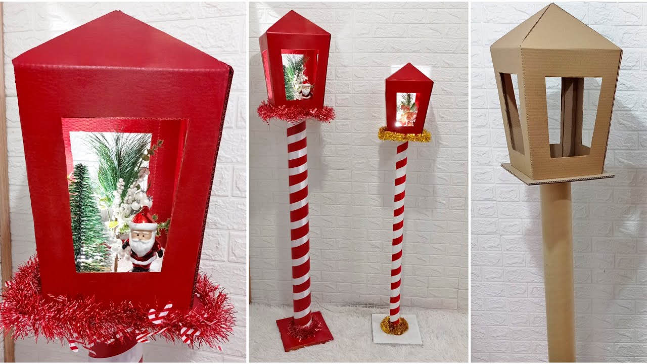 Faça Lindos Postes de Natal em casa com Papelão! 🎄 FÁCIL e RÁPIDO ...