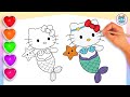How to Draw a Cute Hello Kitty mermaid Step by Step for Beginners!