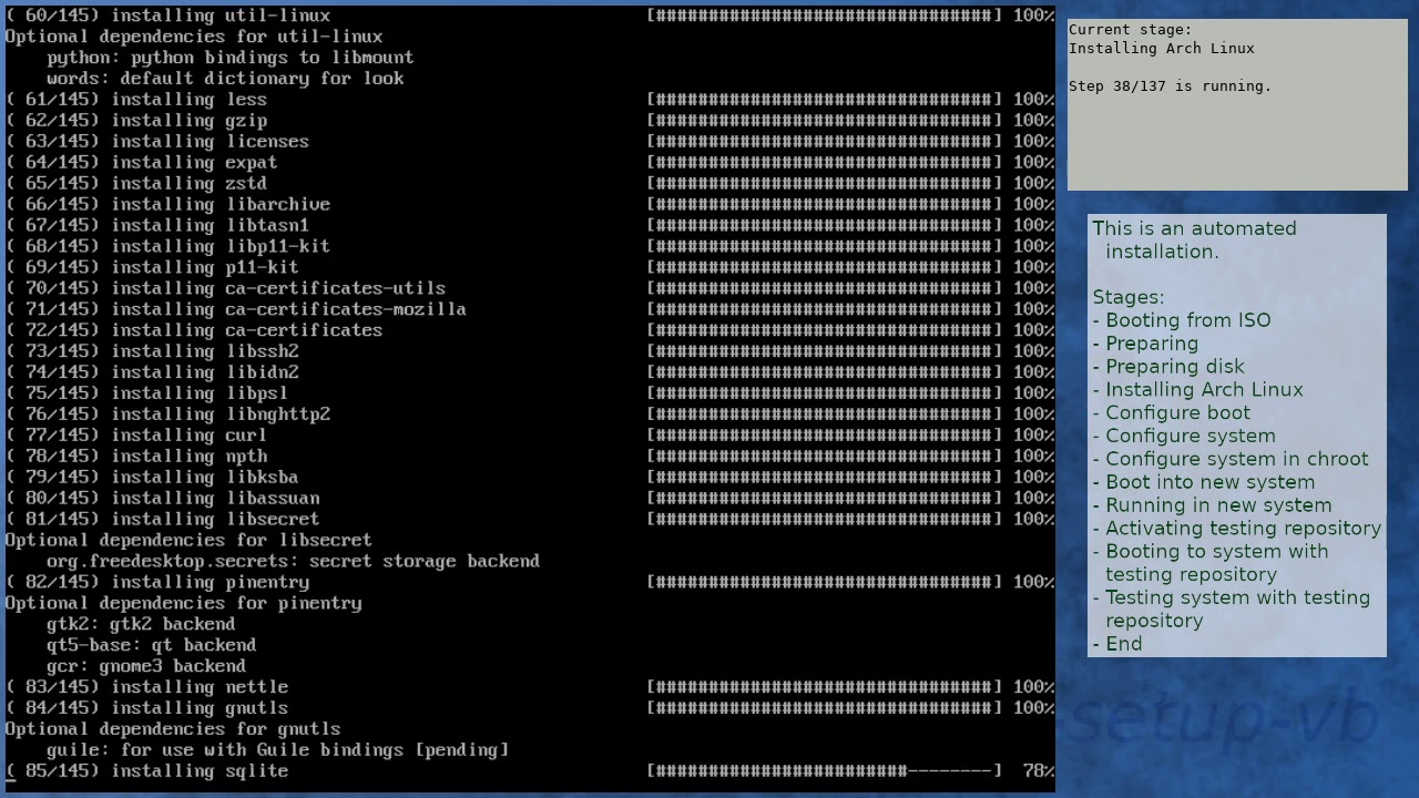 Arch Linux installation recording to kernel 5.7.8-arch1-1 (testing ...