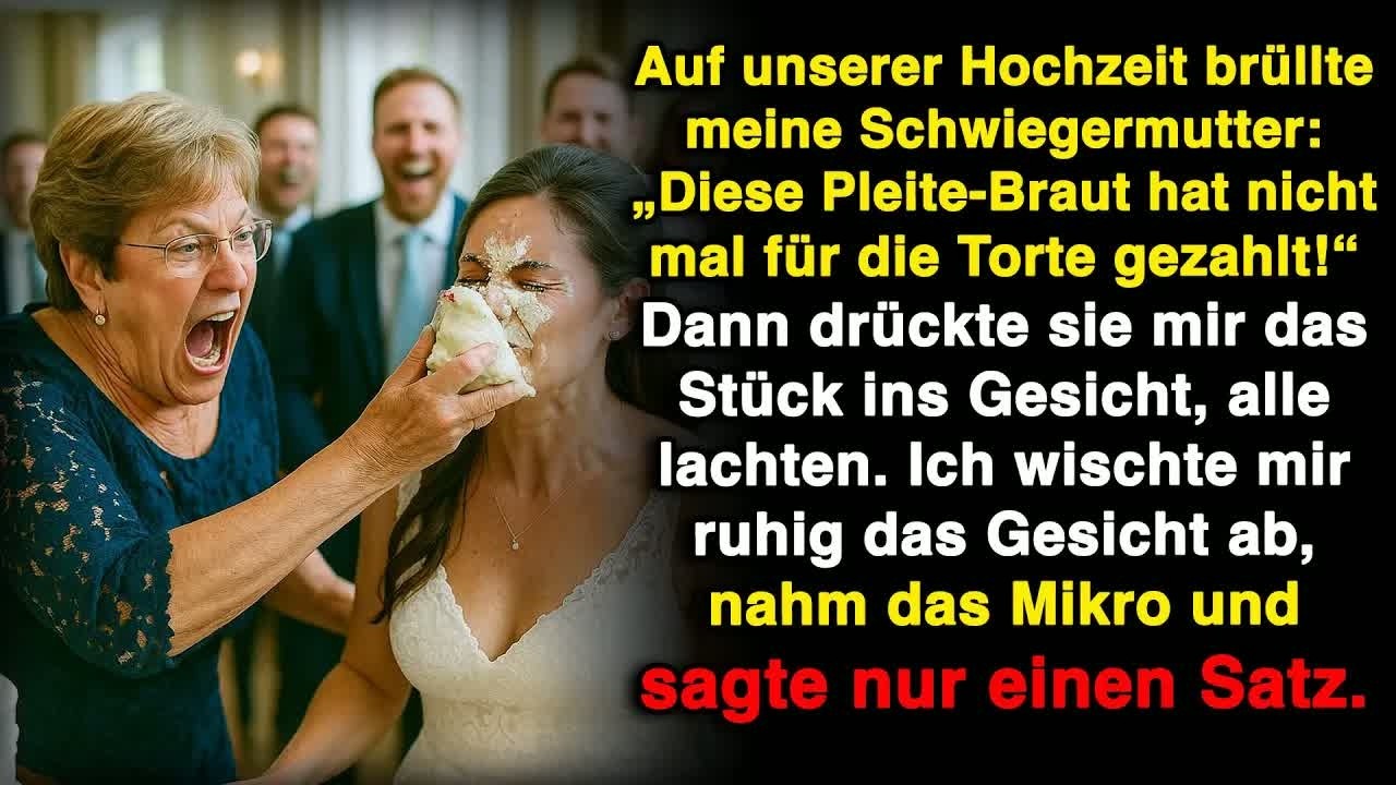 Meine Schwiegermutter schrie auf meiner Hochzeit „Friß das, du armes Mäuschen!“, schmierte mir die Torte ins Gesicht – und mein eigener Mann stand daneben und filmte es lachend. Ich wischte mir...
