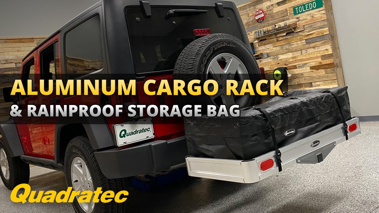 Quadratec Lightweight Aluminum Cargo Rack and Jumbo Rainproof Storage Bag  Review for Jeep Wrangler - YouTube