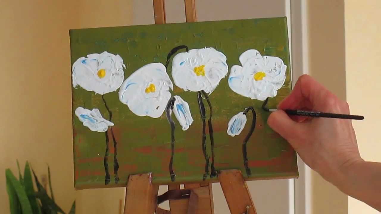 Tanja Bell How To Paint White Poppies Palette Knife Painting Technique Flower Art Flower Painting White Painting