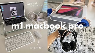 m1 macbook pro 13' silver  | unboxing, accessories, & setup [collab w/ somic]