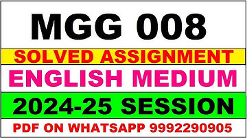 mgg 8 solved assignment 2024-25 | mgg 8 solved assignment in english 2025 | mgg 8 2024-25